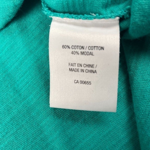 Reitmans Shirt Womens XL Teal Cotton Solid Short Sleeve Scoop Neck Pullover - Picture 7 of 9